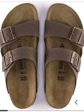 Birkenstock Arizona Sandals Brown with Copper Buckles